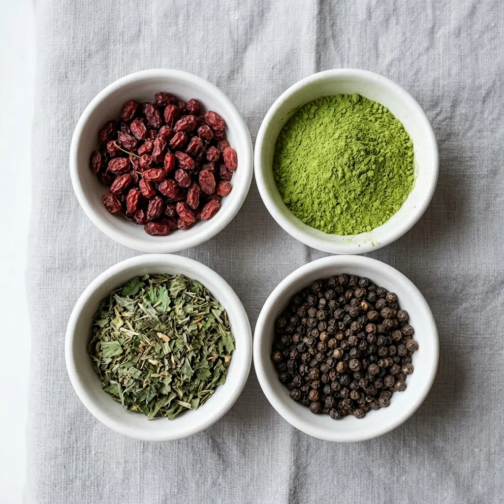 Botanische plantaardige extracten supplement zonder kunstmatige toevoegingen keramische schaaltjes