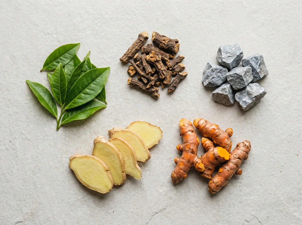 Groene thee bladeren verse kruiden plantaardige ingrediënten supplement